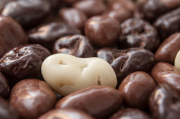 closeup of chocolate candies beans texture