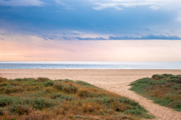 Fototapeta na wymiar Castelldefels beach after a stormy day