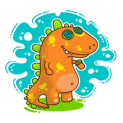 Cool Dino doodle illustration