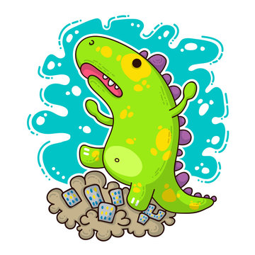 Cool Dino doodle illustration