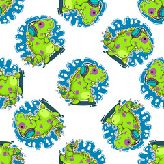 Cool Dino doodle vector pattern