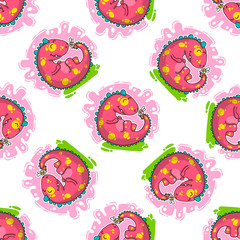 Cool Dino doodle vector pattern