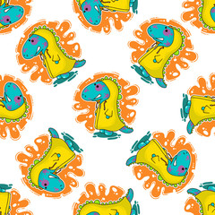 Cool Dino doodle vector pattern