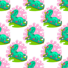 Cool Dino doodle vector pattern