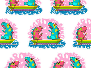 Cool Dino doodle vector pattern