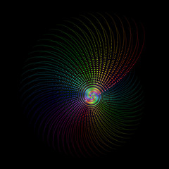 Vector Iridescent Spiral Nautilus Vortex Shape - Bright Generative Op Art Background 
