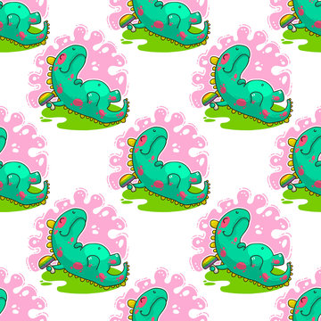 Cool Dino doodle vector pattern