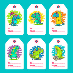 Cool Dino doodle vector cards
