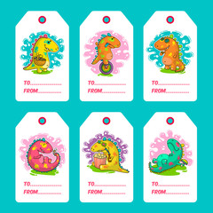 Cool Dino doodle vector cards