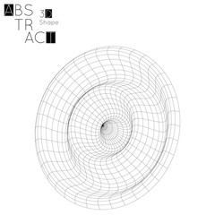 Abstract 3D wireframe geometric shape isolated on white background Circle wave on grid