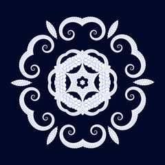 Vector Delicate Mandala Art -  Openwork Six Beam Radial Symmetry Flourish Pattern
