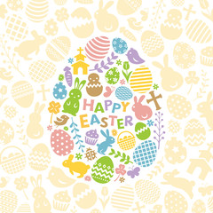 イースター　フラットアイコンの卵型のカード