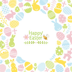 イースター　フラットアイコンの卵型のカード © kumashacho