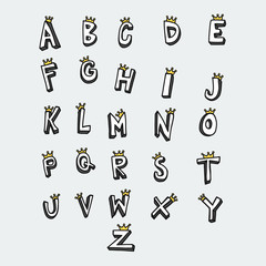 A to Z word with crown vector illustration comic style 