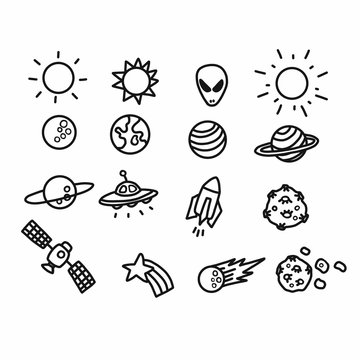 Universe Icons doodle vector illustration