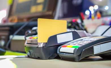 Credit card on card reader machine