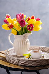 Black tea and a beautiful bouquet