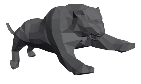 Polygonal tiger in attack
