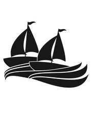 wellen 2 schiffe team paar logo design segeln boot schiff verein meer segelboot team crew