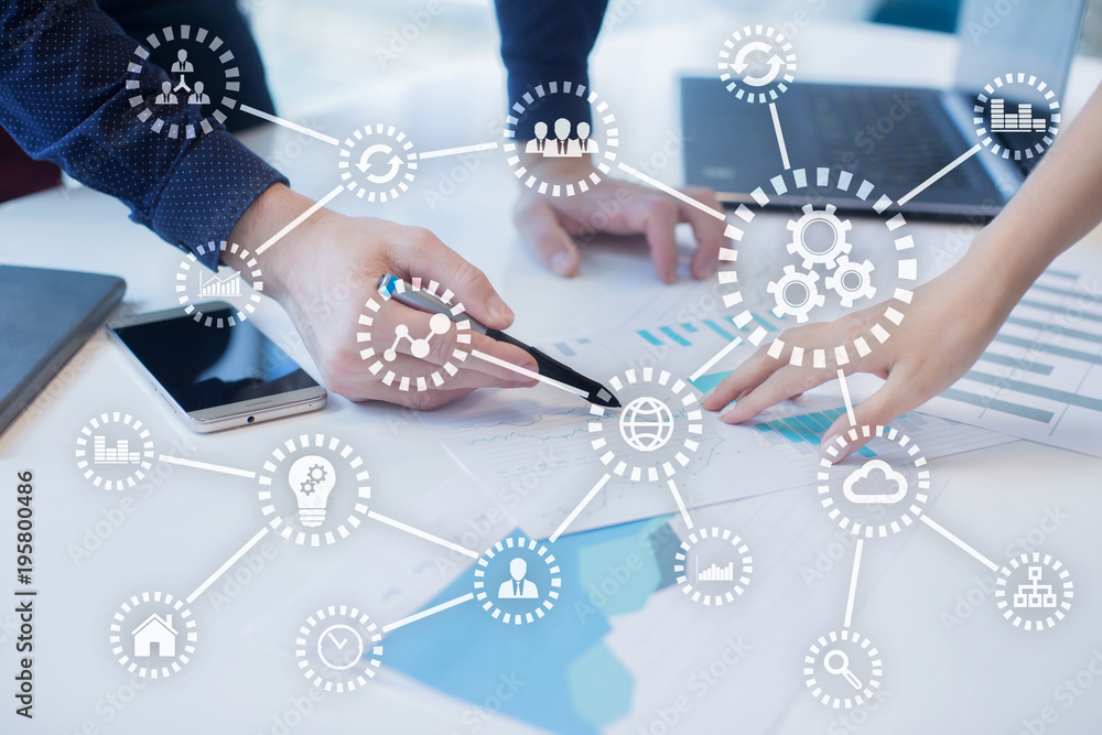 Aufkleber iot. internet of things. automation and modern technology concept.
