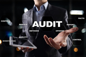Fototapeta na wymiar Audit business concept. Auditor. Compliance. Virtual screen technology.