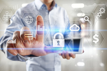 Data protection, Cyber security, information safety and encryption. internet technology and business concept.