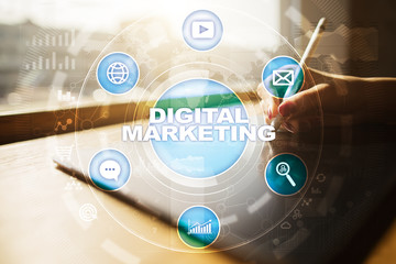 DIgital marketing technology concept. Internet. Online. Search Engine Optimisation. SEO. SMM. Advertising.