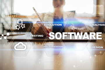 Software development. Data Digital Programs System Technology Concept.