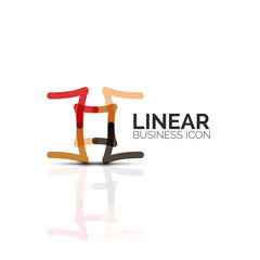 Abstract flower or star minimalistic linear icon, thin line geometric flat symbol for business icon design, abstract button or emblem