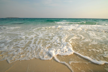 wave of sea on the sand beach