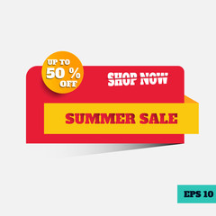 Summer Sale Banner up to 50 % Discount paper cut style ,summer sale concept EPS 10.