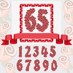 Цифры и виньетка для оформления поздравлений с юбилеем и днем рождения