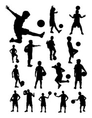 Junior soccer player detail silhouette. Vector, illustration. Good use for symbol, logo, web icon, mascot, sign, or any design you want.