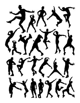 Male dancer detail silhouette. Vector, illustration. Good use for symbol, logo, web icon, mascot, sign, or any design you want.