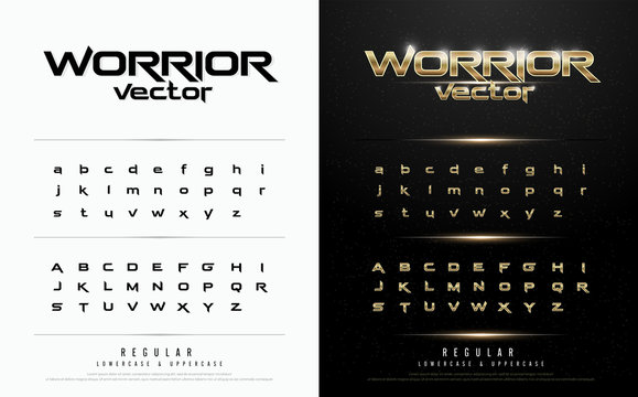 Technology alphabet golden metallic and effect designs for logo, Poster, Invitation. Exclusive gold Letters Typography regular font digital and sport concept. vector illustration