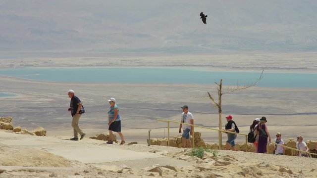 Tourists visiting Masada