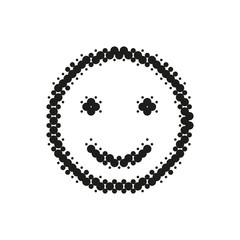 Sign of Smile, emoji halftone icon. Dotted grunge symbol of ink spots. Textured design element. Vector