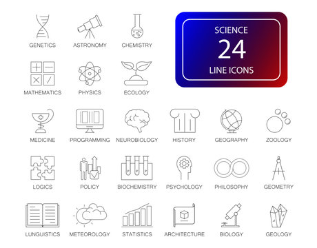 Line icons set. Science pack. Vector illustration	