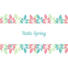 Greeting cards Hello Spring on light background. Vector illustration in trending colors.