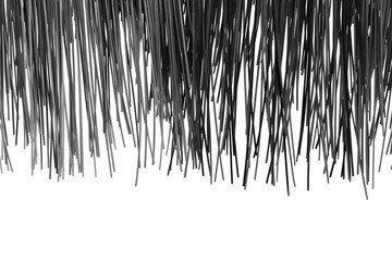 rebord de toiture en paille synthétique, noir et blanc, fond blanc 