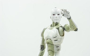 robot machine learning concept on white background