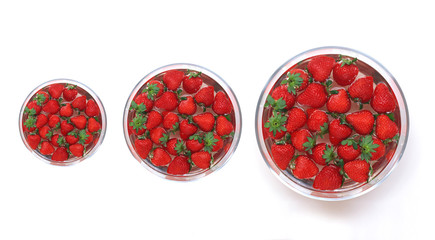 top view strawberry in stainless containers
