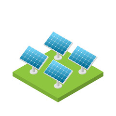 Simple isometric solar cell power plant isolated, white background