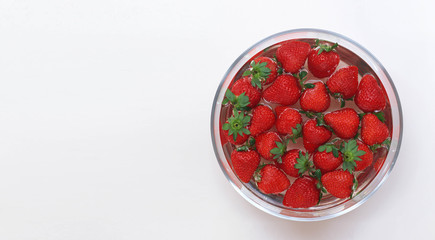 top view strawberry in stainless containers