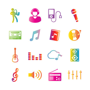 music vector gradient icons