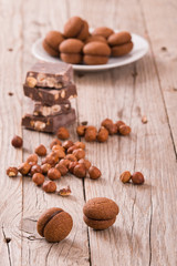 Hazelnut shortbread sandwiches filled with chocolate cream