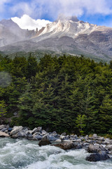Fototapeta na wymiar Rio del Frances at the Camp Site Italiano, Torres del Paine National Park, Patagonia, Chile