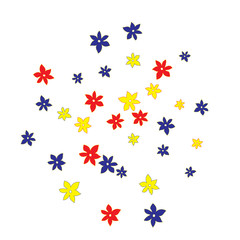 Cute Floral Pattern with Simple Small Flowers for Greeting Card or Poster. Naive Daisy Flowers in Primitive Style. Vector Background for Spring or Summer Design.