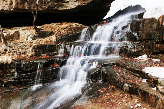 View of early spring Suock waterfall in Goesan, Korea