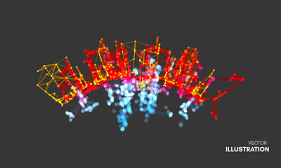 3d connection structure. Virtual abstract background with particles. Futuristic technology style. Vector illustration for science, education, genetic and chemical compounds. Social network.